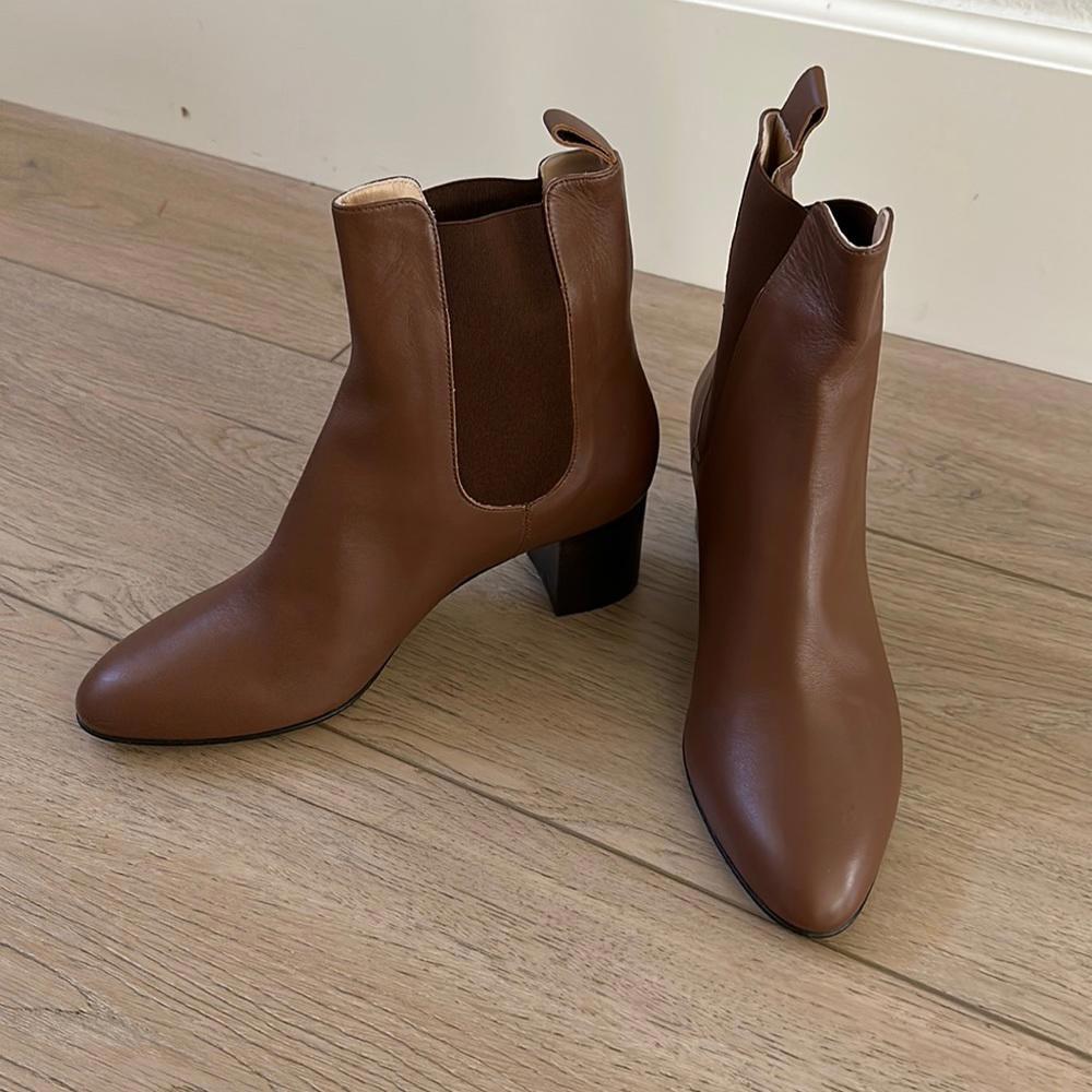 Kahmune London Mila Heel Leather Bootie Espresso in Size 10